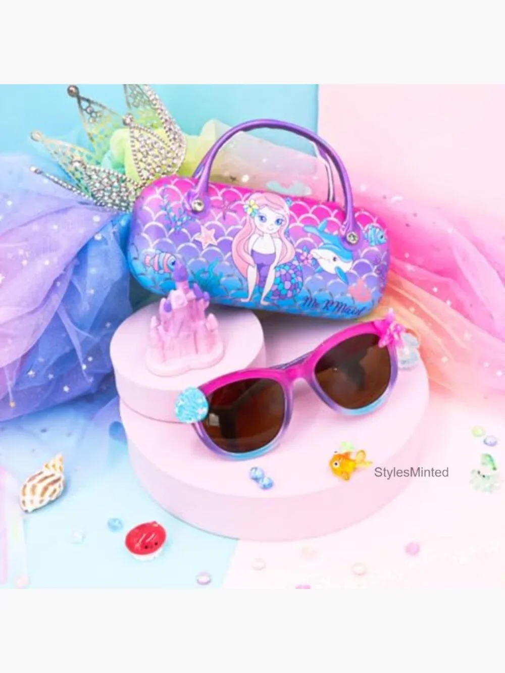 Kids Polarized Sunglasses UV400 Protection with Case Mermaid